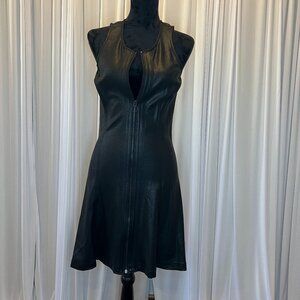 Calvin Klein Chic Black Faux Leather Sleeveless Dress